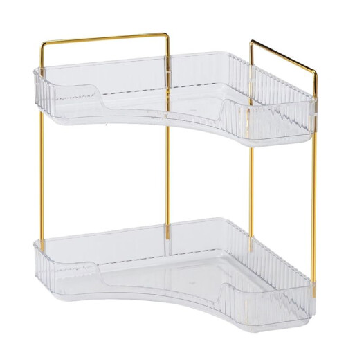 Corner Bathroom Counter Storage Rack Bathroom Countertop Rack Cosmetic Storage Rack Dressing Table Tray 2 Layers