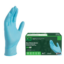 Guantes de Nitrilo Azul Industrial X3, Caja de 100, 3 Mil, Talla Pequeña, Sin Látex, Sin Polvo, Texturizados, Desechables