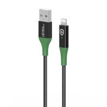 MicroConnect Smart Charge MFI USB-A - Lightning kábel 2m fekete-zöld, MC-SMART USB AL-2