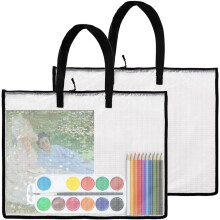 19x25 Kunstportfoliotassen, Transparante Portfoliomap voor Kunstwerken, Waterdichte Posteropbergtassen + Handvat voor Tekenbord 2 Stuks