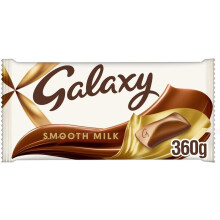 Galaxy Smooth Milk Chocolate Bar, Creamy Milk Chocolate Snacks for Movie Nights and Father’s Day Gifts, Large Sharing Chocolate Bar Hamper, 360 g