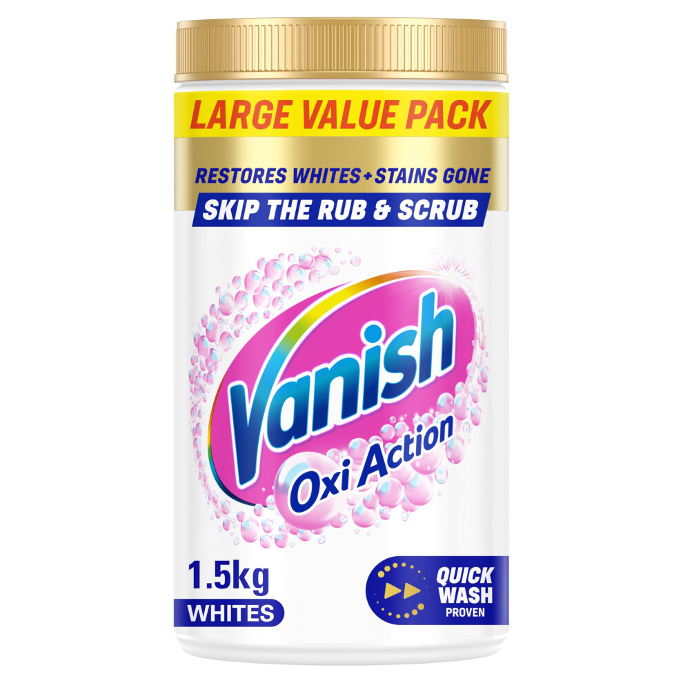 Vanish Gold Crystal White Stain Remover Powder, 1.5Kg, Oxi Action For