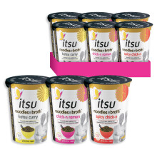 itsu Mixed Pack instant noodles & broth pot 64g | Instant Noodles Snack Multipack | Quick-to-Make Snack | Gluten free | Vegan | Mixed Pack of 6