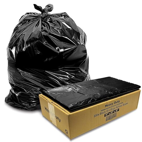 JeeJaan 200 Large Bin Bags Heavy Duty Black Refuse Sacks for