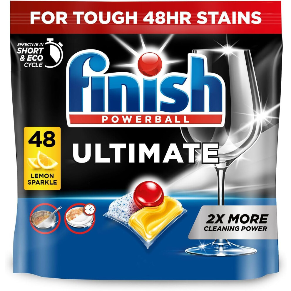 Finish Dishwasher Tablet, Ultimate, 48 Tablets, Lemon Sparkle, Clean