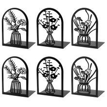 3 Paar Metalen Boekensteunen, Bloemboekuiteinden voor Decoratieve Planken, Boekenstopper voor Zware Boeken, voor Thuiskantoor