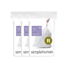 simplehuman CW0253 code R Custom Fit Bin Liner, White Plastic