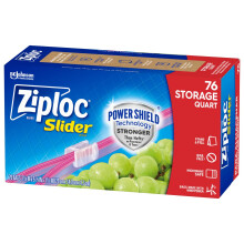 Ziploc Kwarts Voedselopslag Slider Tassen, Power Shield Technologie, 76 Stuks