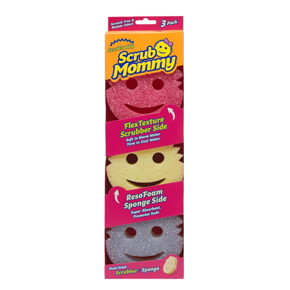 Scrub Daddy Scrub Mommy Cleaning Sponges - Dual Sided Non Scratch Sponge Scourers, Smiley Kitchen Sponges For Dishwashing & Bathroom, Flextexture Dis
