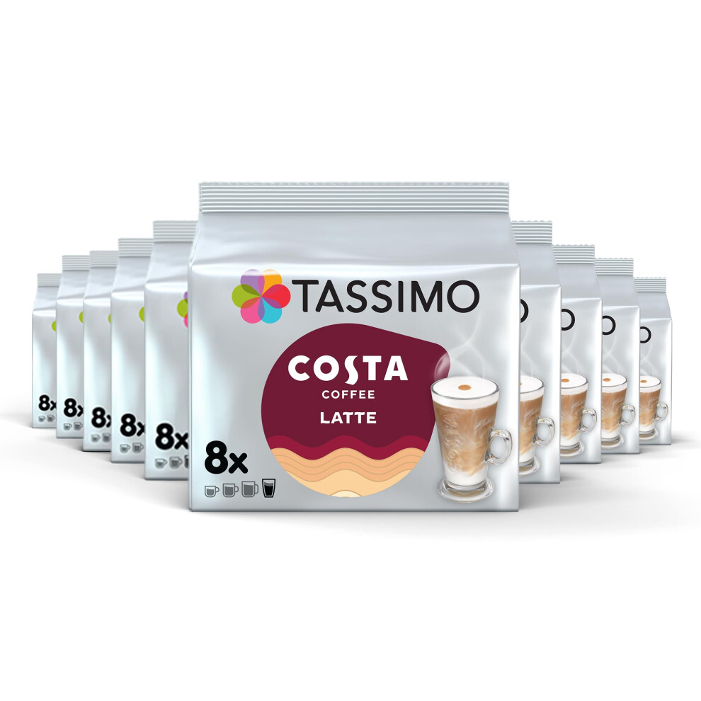 Tassimo Costa Latte Coffee Pods - 10 Packs (Total 80 Costa Coffee