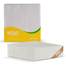 FOOGO Green 100pcs Elegant White Paper Napkins, FSC Certified, 33 x