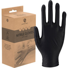 Essentialz Black Nitrile Disposable Gloves, Large, Pack of 20,