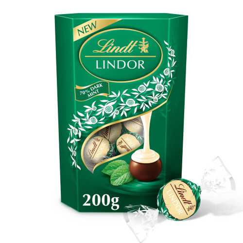 Lindt Lindt Lindor Dark Mint Chocolate Truffles – 200g Box (Approx. 16