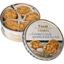 Jacobsens of Denmark Tivoli Caramel Crunch & Sea Salt Cookies 150g - Traditional Biscuit Tin Gift for Women, Men & Kids