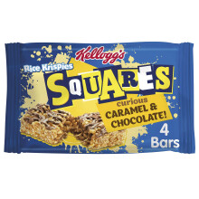 Kellogg's Rice Krispies Squares Chocolate Caramel Snack Bars Box, 4 x