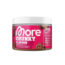 MORE Chunky Flavour, Fudge Brownie, 150 g, flavour powder for sweetening, low in sugar and calories, with inulin and lactase – made in Germany