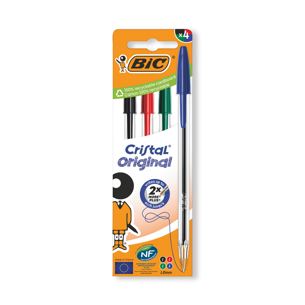 Bic Cristal Ballpoint Pen Medium Assorted (Pack Of 4) 516834