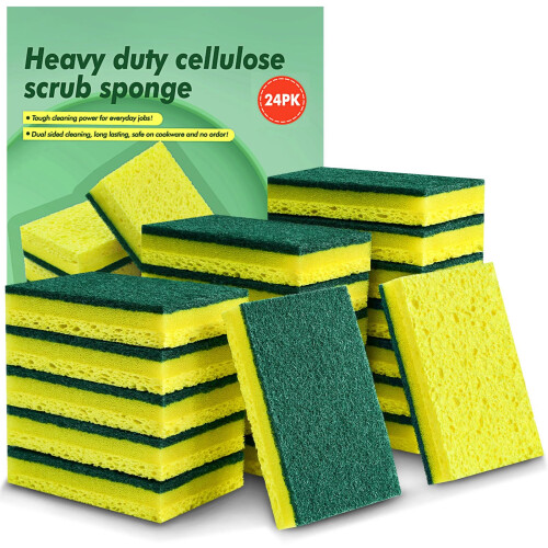 24 Pack Heavy Duty Washing Up Scrub Sponges, Multi-Purpose Kitchen