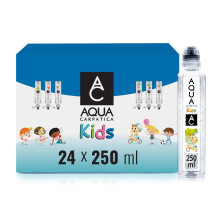 AQUA Carpatica Kids 250mlx24 - Pure Natural Still Mineral Water for Children with Spill-Proof Sippy Cap, Virtually Nitrate-Free, Low Sodium