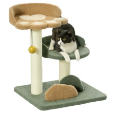 Krabpaal met 2 kattenmandjes, bal en fluwelen voering, 43x39x52cm