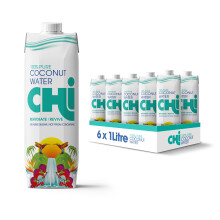 CHI 100% Pure Coconut Water I 1 litre (Pack of 6) I Vegan, Fat,