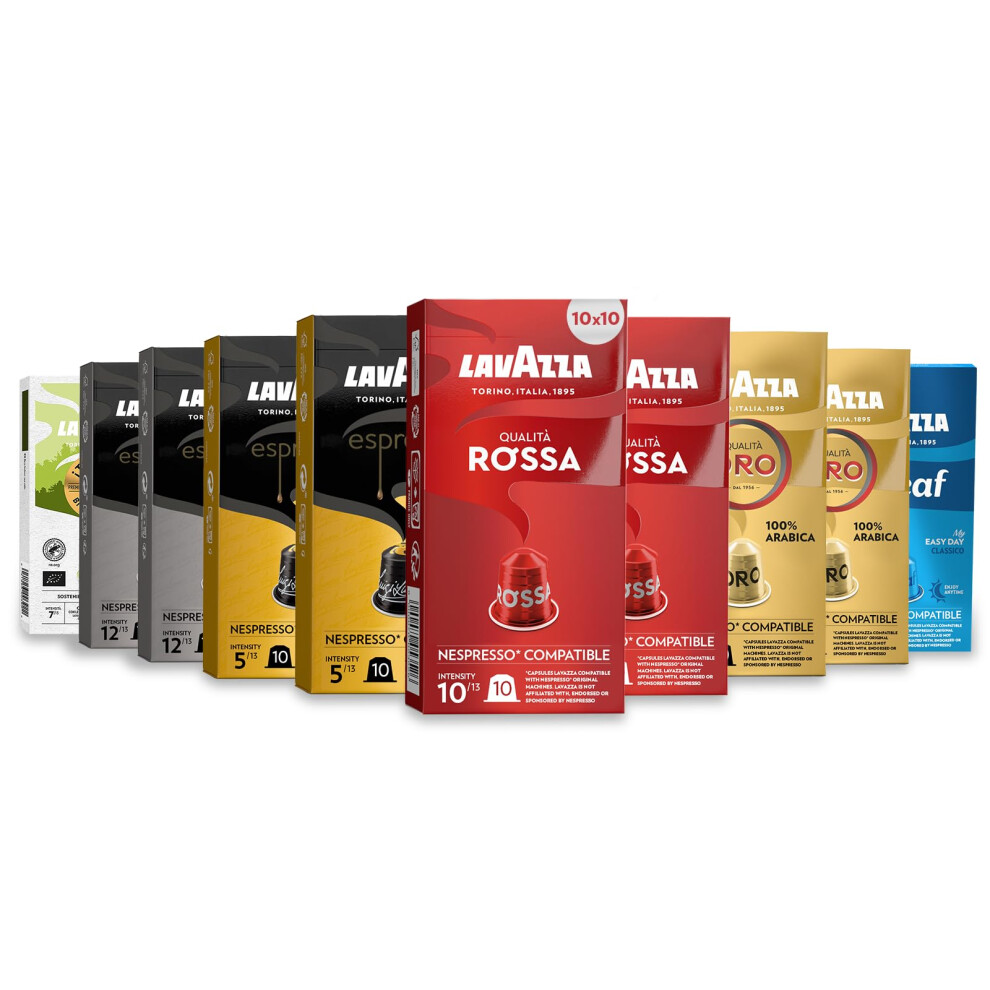 Lavazza , Variety Pack, 100 Aluminium Capsules Compatible With Nespresso Original Machines, Espresso Maestro Ristretto, Espresso Maestro Lungo, Qualit