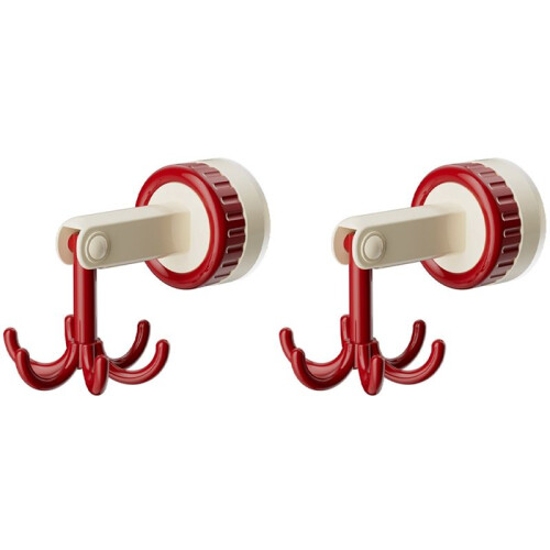 Six-Claw Hook Multi-Function Spatula Spoon Kitchenware Storage Rack Retro Suction Cup Seamless Wall Hanging Red