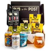 Serious Pig + BrewDog Craft Beer and Snacks Selection Box with Glassware Gift Set (10 Pack)
