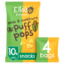 Ella's Kitchen Organic Peas and Sweetcorn Puff Pops Snacks 10+ Months 4 x 9g (36