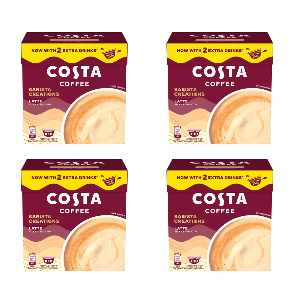 Costa Coffee Latte Pods 4 Packs (Latte 10