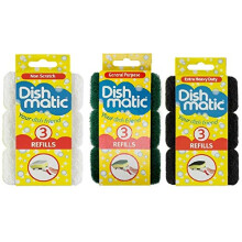 Dishmatic 9 x Mixed Sponge Scourer Replacement Refill Head (3 Non