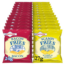 Smiths Savoury Snacks Bundle Scampi Fries 12 x 27g and Bacon Fries 12