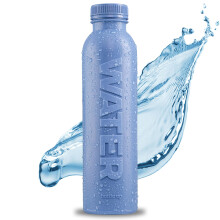 Bottle Up Reusable BPA Free Water Bottle 500ml — Prefilled With Pure Still Water | Plant-Based Sports Bottle Made From Cane Sugar (Stone Blue)