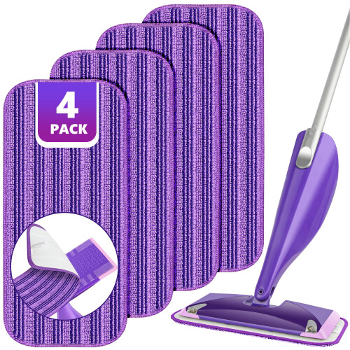 Spray Mop Refill Pads for Flash Powermop, 4PCS Microfibre Mop Pads