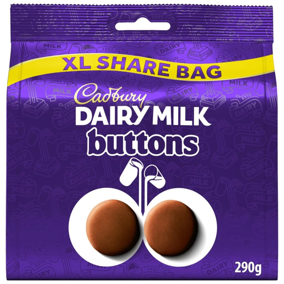 Cadbury Dairy Milk Buttons Bag, Creamy Chocolate Taste, 290 G Sharing