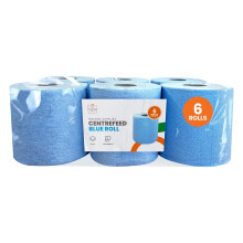 Orange Supplies Eco Blue Rolls Centrefeed 2 Ply Embossed Blue Roll -
