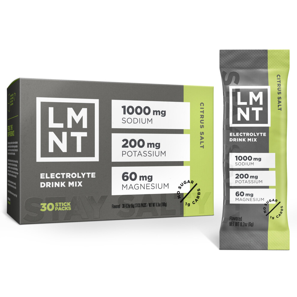 Drink Lmnt Lmnt Keto Electrolyte Powder Packets | Paleo Hydration Powder | No Sugar, No Artificial Ingredients | Citrus Salt | 30 Stick Packs