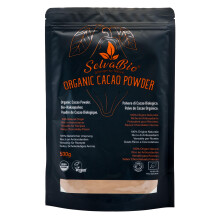 SelvaBio Organic Cacao Powder, Raw & Non-Alkalised, Single Origin Peru, Unsweetened, Low Cadmium, Vegan, Gluten Free, for Smoothies