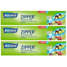 Bacofoil 3 x Zipper Medium All Purpose Bags Food Freezing Storage