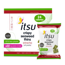 itsu Sriracha Flavour Seaweed Thins 5g | Crispy Seaweed Thins | Vegan