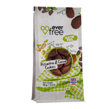 EverFree Gluten-Free Pistachio & Cocoa Cookies - Vegan, Dairy-Free, Egg-Free & High Fibre - Made in London - 90g