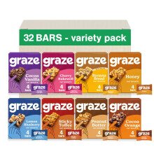 Graze Oats Snacks Variety box - 32x30g oats bars - Packaging may vary