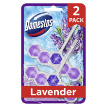 Domestos Power 5 Lavender Toilet Rim Blocks toilet freshener with a
