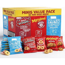 FOX Mini Biscuit Variety Pack 60 Count – Jammie Dodgers, Maryland Cookies & Party Rings Minis – Individually Wrapped Biscuit Snack Packs for Lunch