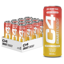 C4 Smart Energy Drinks Red Berry Yuzu 330ml (12 pack) | Sugar Free