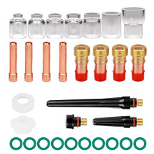 30 Stuks TIG-Lasbranderaccessoires Stubby Gas Lens 4 -12 Cup Kit voor WP-17/18/26-Toortslasbenodigdheden 2,4 mm