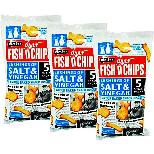 Burtons Fish 'N' Chips Salt Vinegar Flavour Baked Snack Biscuits (15
