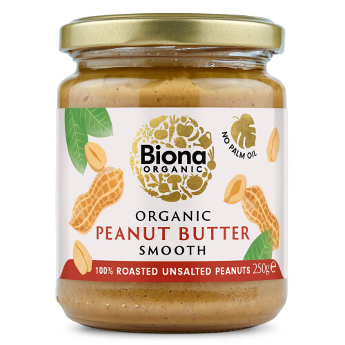 Biona Organic Smooth Peanut Butter No Salt, 500g