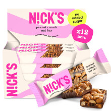 NICKS Nut Bar Peanut crunch, Vegan Chocolate Keto Snack 3.7 Net Carbs, 176 Calories, No Added Sugar Gluten Free Low Carb Sweets (Multipack 12x40g)