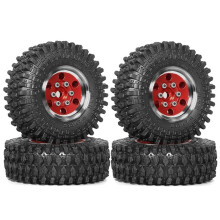 4pcs 55mm 1.0inch Metal Beadlock Wheel Tire for 1/18 1/24 RC Crawler Car TRX4M SCX24 Upgrade Parts Accessories Red